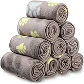 Tatuo 10 Pieces Pet Blankets with Paw Print Dog Cat Fleece Blankets Soft Warm Sleep Mat Pad Bed Cover for Kitten Puppy and Other Small Animals, 24 x 28 Inch(Cute Color)