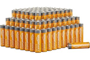 Amazon Basics 100 Pack AA High-Performance Alkaline Batteries, 10-Year Shelf Life, Easy to Open Value Pack