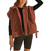 TAQCUX Sherpa Jacket for Women Casual Fleece Vest Oversized Sleeveless Outwear Warm Button Down Gilet with Pockets