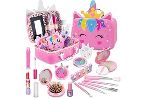 HOLLYHI Kids Makeup Kit for Girl - Princess Toys Real Washable Make Up Set with Unicorn Bag - Play Makeup Beauty Cosmetic Toys for Ages 3 4 5 6 7 8 9 10 11 12 Year Old Toddler Kids Christmas Birthday Gifts