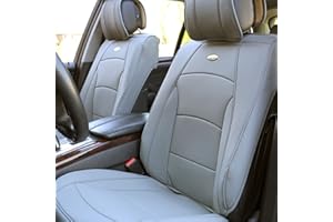 FH Group Front Set Faux Leather Seat Cushions for Low Back Seat, Universal Fit, Airbag Compatible Seat Cover for SUV, Sedan, Solid Gray