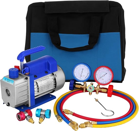 MosaicAL 3CFM 1/4HP Refrigerant Vacuum Pump Kit HVAC Single Stage AC