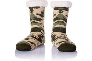 WEVIAS Men's Fleece Lined Cozy Extra Thick Slipper Socks Winter Non-Slip Fuzzy Home Sleeping Stockings