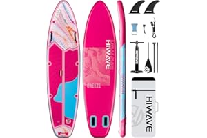 Hiwave Inflatable Stand Up Paddle Board 11’*34”*6” Sup Board, 420lbs Capacity Adult&Youth Paddle Board, Pet Friendly for Ocean&Lake, w/Double Action Hand Pump