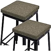 baibu 12 Inch Memory Foam Non Slip Stool Cushion Square Set of 2, Dual-Layer Design Bar Stool Cushions with Ties Square Chair Pad for Stackable Kitchen Stools, Brown (12'' (30CM))