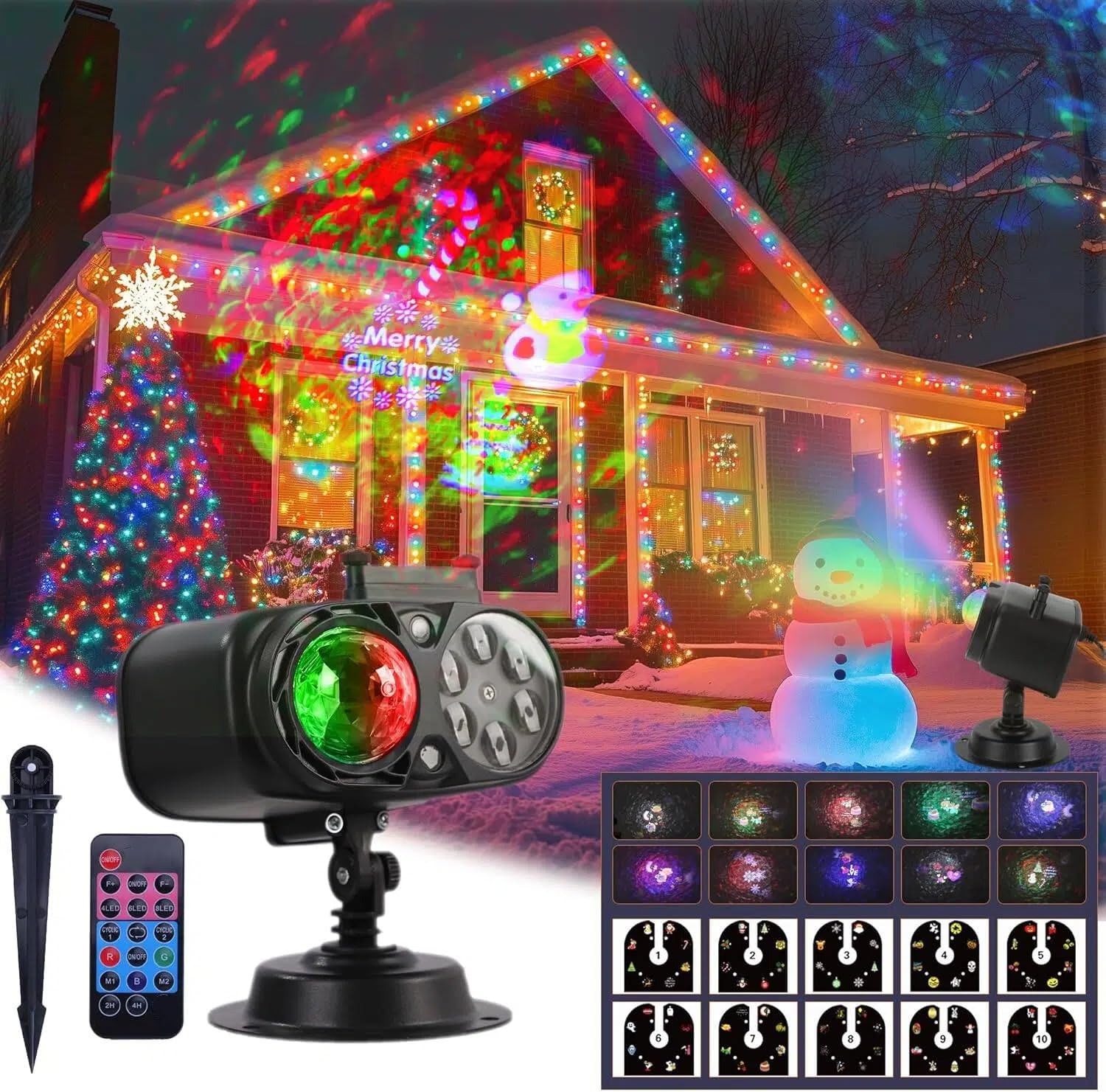 Photo 1 of **UNTESTED**
2025 Upgrade Holiday Projectors, Brighter Christmas Decorations Projector Lights, Christmas Projector Light with 10 HD Replaceable Slides (Ocean Wave & Patterns), Waterproof Halloween Projector Show
