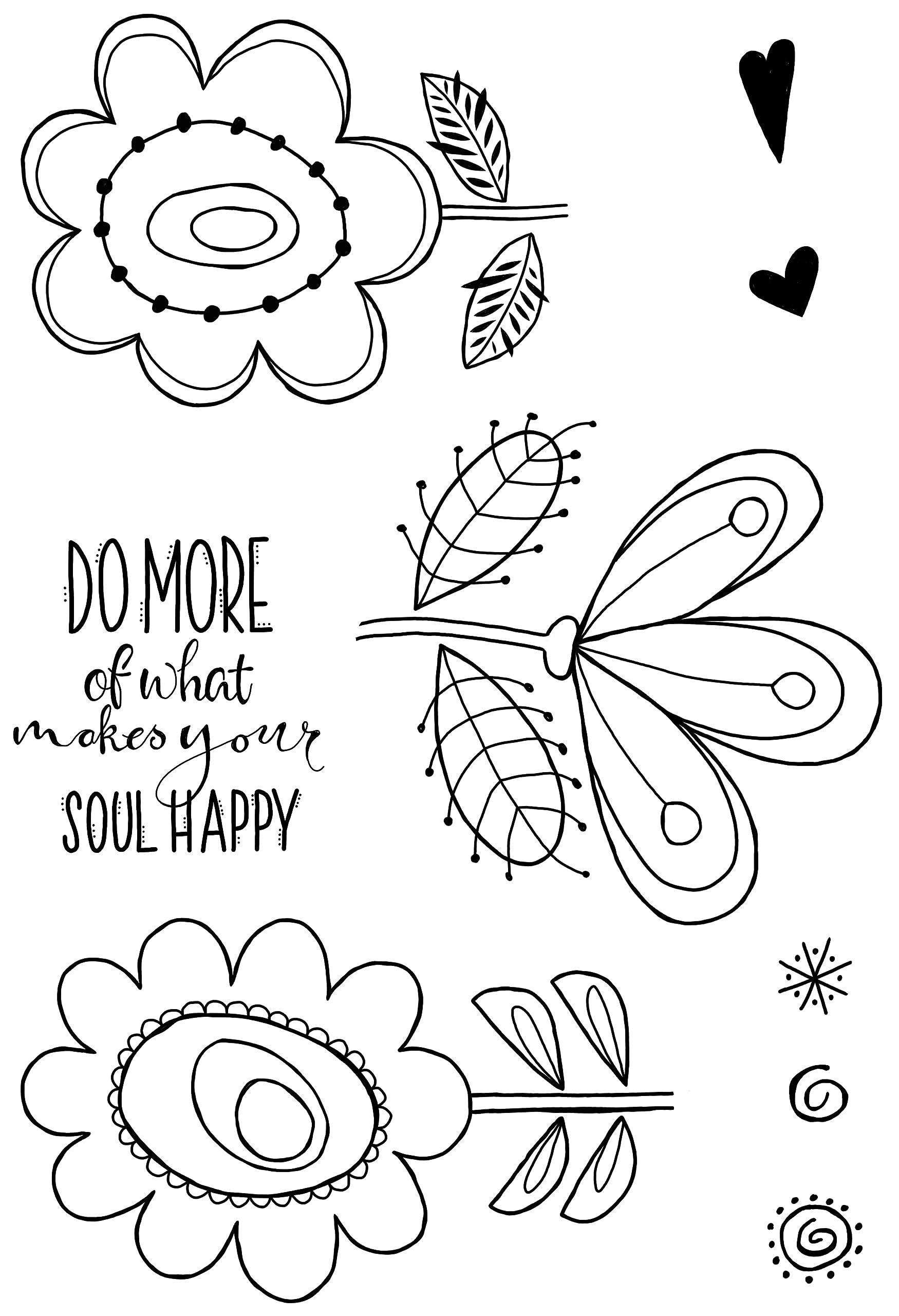 Woodware Jane Gill-Petal Doodles Stamp Set-Happy Soul, 4 x 6 inches