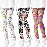 HSTiSan Girls' 3-Pack Printed Leggings Toddlers Active Stretch Leggings Little Kids Yoga Pants 3-10 Years