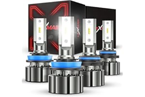 Laxmas H11/H8/H9 9005/HB3 Bulbs, Super Bright, Long Lifespan 9005 H11 Bulb, Plug and Play - Pack of 4