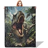 Plistiz Dinosaur Pattern Throw Blanket 50"x60", Adventure Lover Blankets for Living Room Decor, Soft Flannel Polyester Dinosaur Gifts for Boys Kids