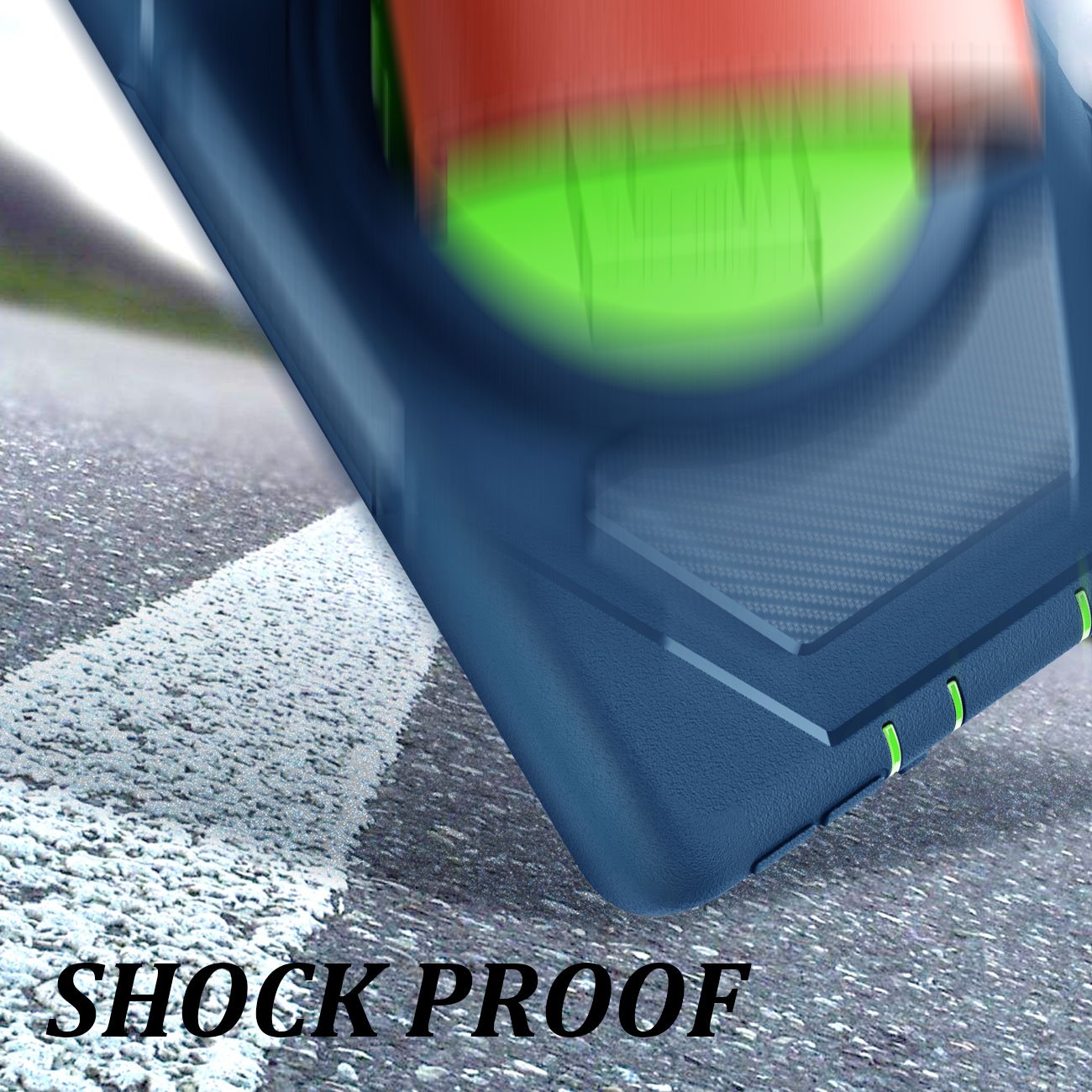 eSamcore All-New Amazon Fire 7 Tablet Case,[Built-in Screen Protector] [Hand Strap] [Kickstand] Rugged Protection Case for Kindle Fire 7 2017 Release [Navy Blue/Green]