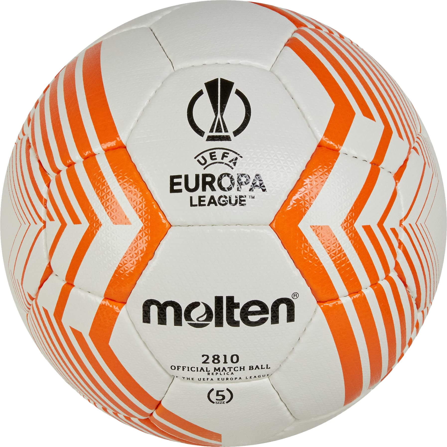 Molten FU2810 Football | Replica UEFA Europa League Ball | 2022/23 Season | Textured PU Leather | Size 5, Orange