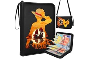 Lotadilo for 4 Pocket Card Binder with 440 Pockets - Trading Card Collection Album Folder for Men Boys Teens Anime Design for Sports Cards Game Cards with Zipper Hand Carrying Rope