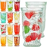 VasoArte Drinking Glasses, 12 pcs Embossed Designed Highball Glasses, 16oz Glass Cups, Tall Water Tumbler, Ribbed Glassware Set, Mojito Cups, Cocktail Glass, Vintage Glassware Set