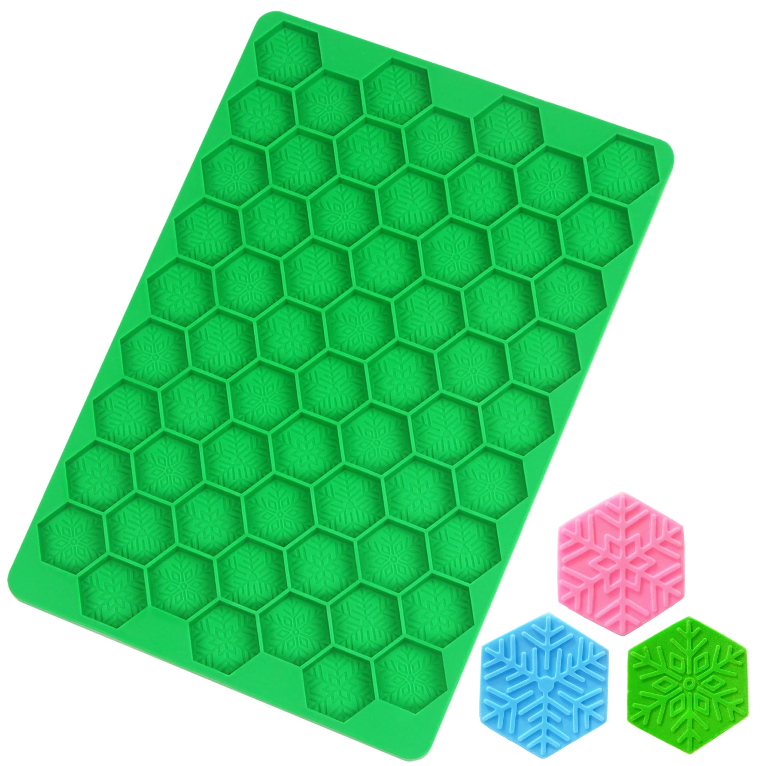 Tadonyny Hexagon Snowflakes Silicone Molds for Chocolate, Gummy Candy, Wax Melts and Ice Cube Tray with Scraper