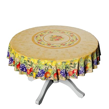 ANRO Abwaschbare Tischdecke Wachstuch Wachstischdecke Rund 150cm Obst und Früchte