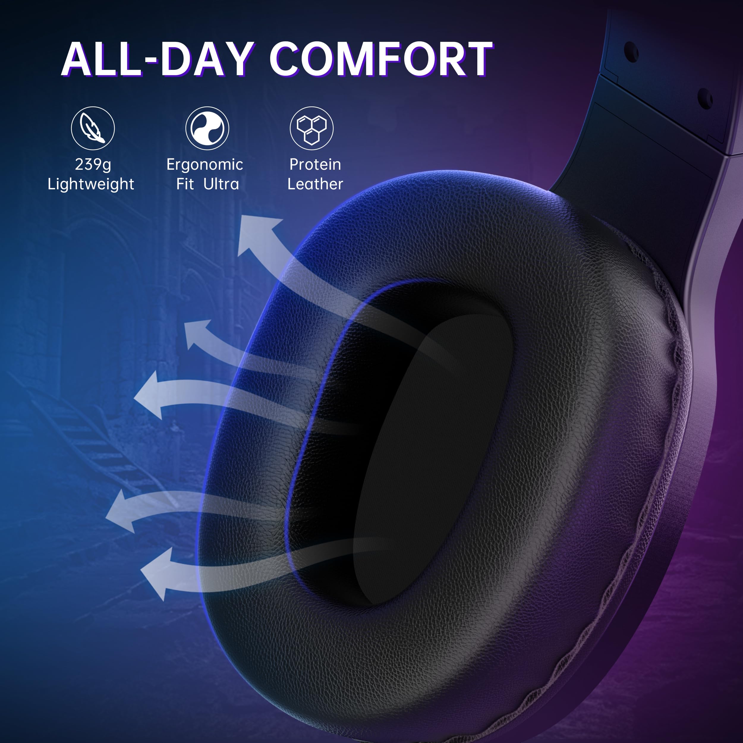 AOC Wireless Gaming Headset Compatible with PS5/4, Nintendo Switch, PC, Bluetooth 5.4 & 2.4GHz Gaming Headphones with Noise Canceling Mic, RGB, Type-C, 20ms Latency, 45H, 7.1 Virtual Surround- Black