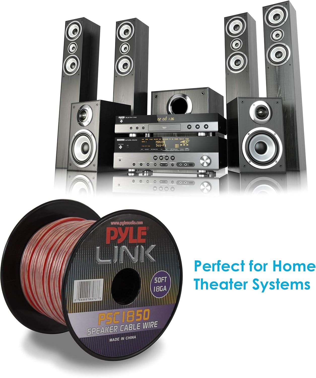 Pyle PSC1850 18-Gauge 50-Feet Spool of Speaker Zip Wire: Car Electronics
