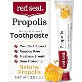 Red Seal Propolis Fluoride Free Natural Toothpaste - Mild Mint - 3.53 oz | Herbal &amp; Mineral Toothpaste, NATRUE Certified Natural, Supports Natural Gum Health, No Artificial Flavors or Colors, SLS Free