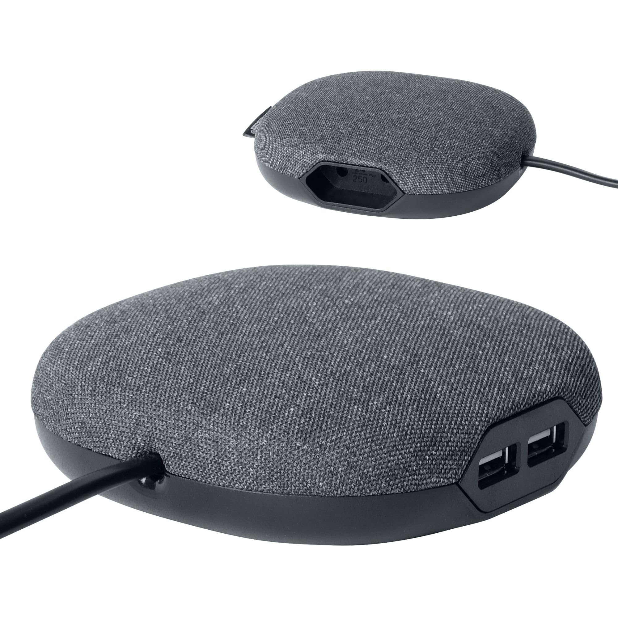 Brennenstuhl Estilo Charging Station with textile surface (furniture socket with 1x Euro socket and 2x USB charger) black/anthracite