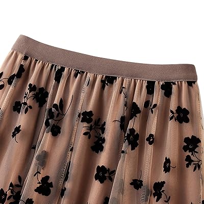 Download Buy Women Elastic Waist Tulle Midi Skirt High Waist Floral Print Mesh A Line Maxi Skirt Online In Indonesia B08zsx6m23