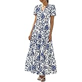 BTFBM Womens Summer Dresses 2026 V Neck Hollow Out Eyelet A Line Flowy Boho Beach Vacation Wedding Guest Maxi Dress