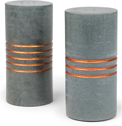 Amazon Com Carved Stone Cylinder Salt And Pepper Set Salt Pepper Stone Shakers Kitchen Dining