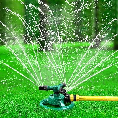 HTLY SPR Garden Sprinkler Automatic 360 Degree 3 Arm Watering System