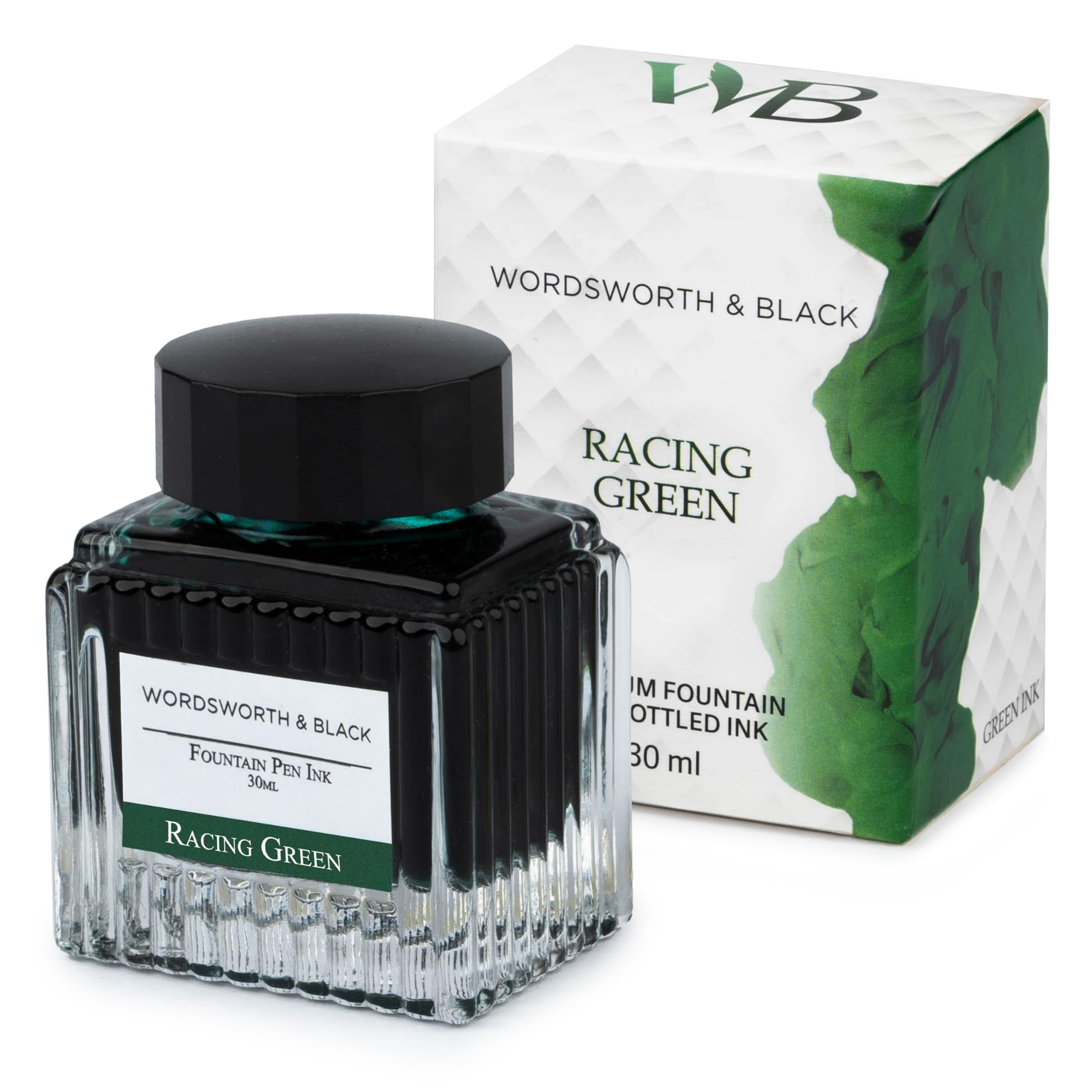 Wordsworth and Black Fountain Pen Ink Bottle (30 ml) Premium Luxury Edition, [Racing Green] Fountain Pens Bottled Ink; Classic Designed Bottle Smooth Flow 30 ml