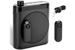SUNNYMARK Portable Voice Amplifier with 2 Wireless Mic & Magnetic Lavalier, Portable Voice Amplifier for Teachers, Instructor, Meeting, Bluetooth Speaker Include Dual Microphone for Classroom, Yoga (Charcoal)
