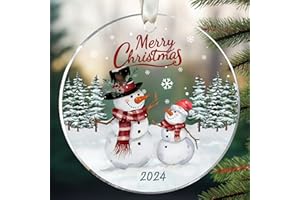 PAWZITY Snowman Christmas Ornaments - Snowman Ornaments, Snowman Christmas Ornament, Snowman Tree Ornaments - 2024 Snowman Ornament - 2024 Christmas Ornaments, Christmas Tree Ornaments - Acrylic Ornament 2024