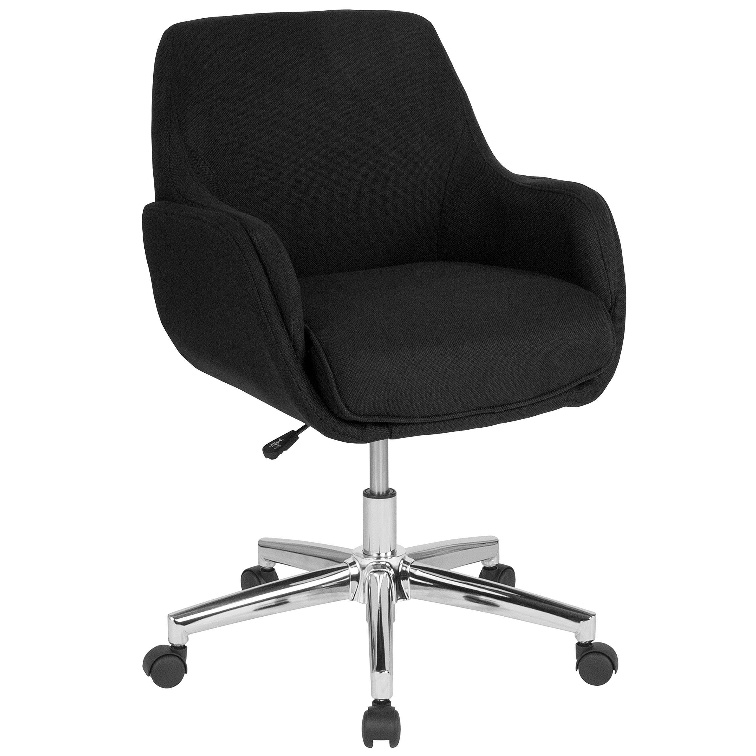 Photo 1 of ***MINOR DAMAGE***Flash Furniture Rochelle Home and Office Upholstered Mid-Back Chair in Black Fabric