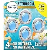 Febreze Bathroom Air Freshener, Odor-Fighting, Plug In Alternative, Air Fresheners for Small Spaces in Home, Bathroom, Kitchen, &amp; Closet, Pet &amp; Litter Box Odor Fighter, Refresh &amp; Energize Scent, 4ct