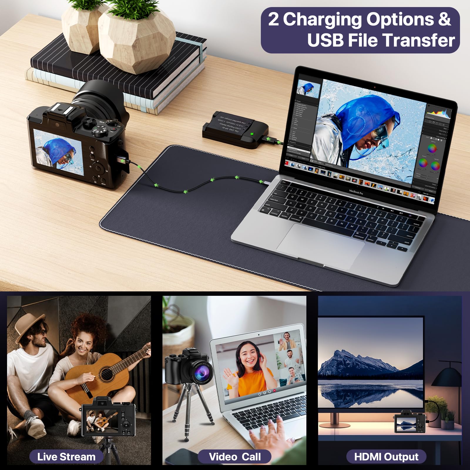 8K Digital Cameras for Photography with WiFi,Autofocus 88MP Vlogging Camera for YouTube with Dual-Lens,16X Digital Zoom Point and Shoot Camera,3.2''Touch Screen, Anti-Shake,2 Batteries &Charging Stand