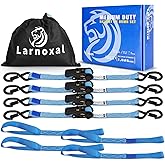 Ratchet Straps 4 Pack - 1,826 Lbs Break Strength 1 in x 15 Ft Medium Duty Ratchet Tie Down Straps with S Hooks Set for Truck, Cargo Van, Trailer, Motorcycle (Blue)