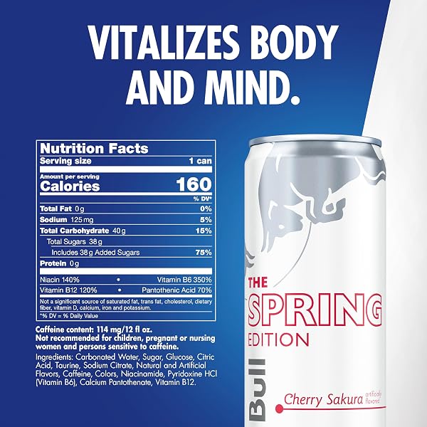 RED BULL SPRING EDITION ENERGY DRINK, CHERRY SAKURA, 12 FL. OZ. CAN, 114MG CAFFEINE, TAURINE & B VITAMINS