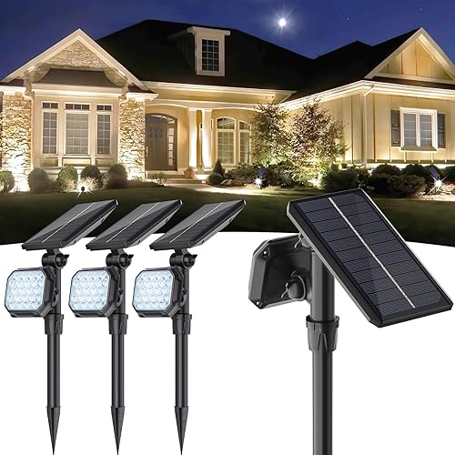 JSOT Solar Spot Lights - 4 Pack Solar Lights Outdoor Waterproof Outdoor Spotlights Landscape Lighting Halloween Light for Garden Yard Tree (Cool Light)