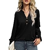 GraceSelect Long Sleeve Shirts for Women Business Casual Outfits Dressy Tops Fall Fashion Henley Blouses Work Outfits Clothes