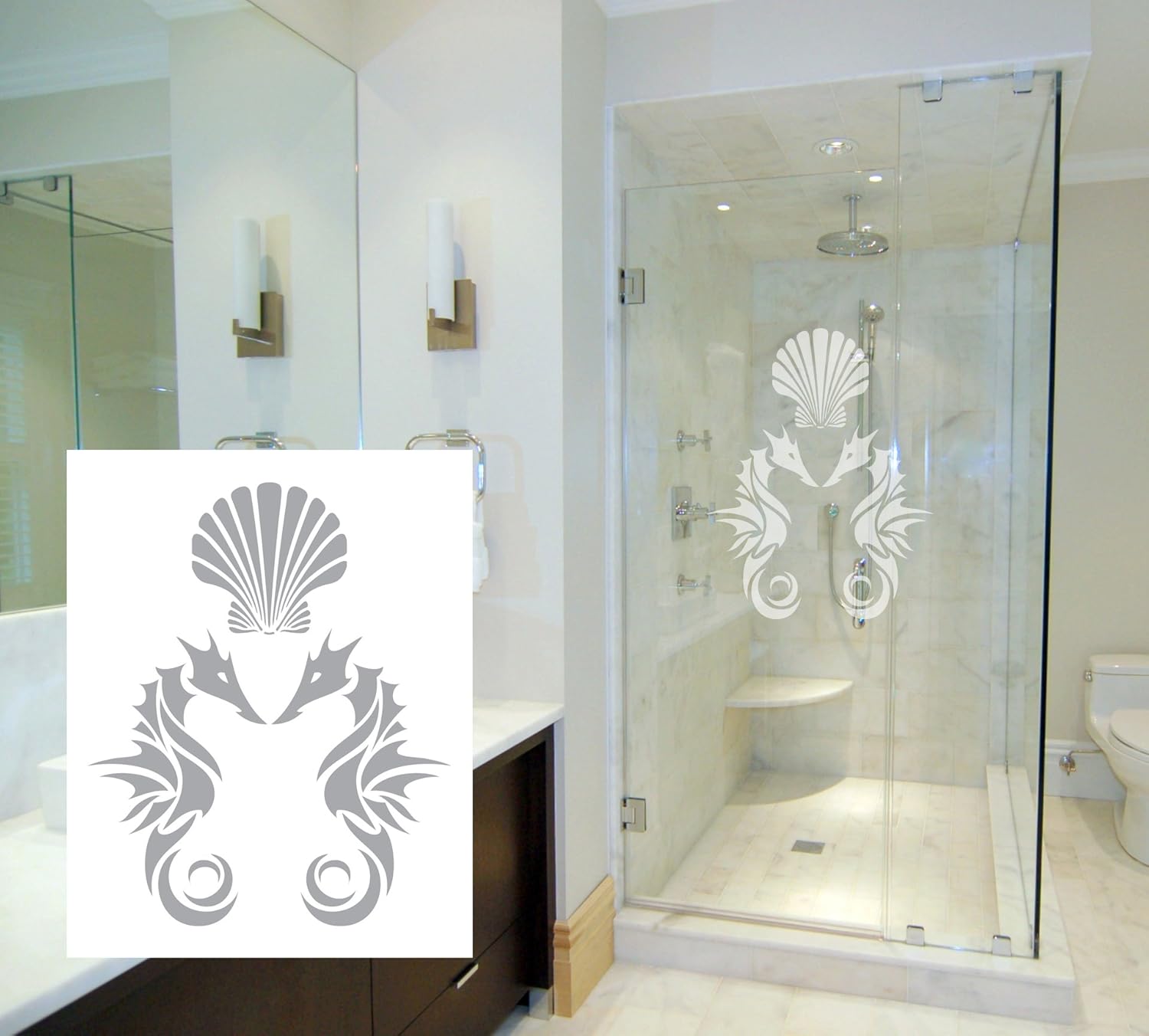 Glass Doors and Windows Coastal Design Series Etched Decal Scallop