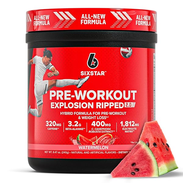 SIX STAR PRE-WORKOUT EXPLOSION, WATERMELON (30 SERVINGS) – PREWORKOUT ENERGY POWDER SUPPLEMENT FOR MEN & WOMEN – PRE WORKOUT DRINK MIX WITH CREATINE & BETA ALANINE – SPORTS NUTRITION PRODUCTS