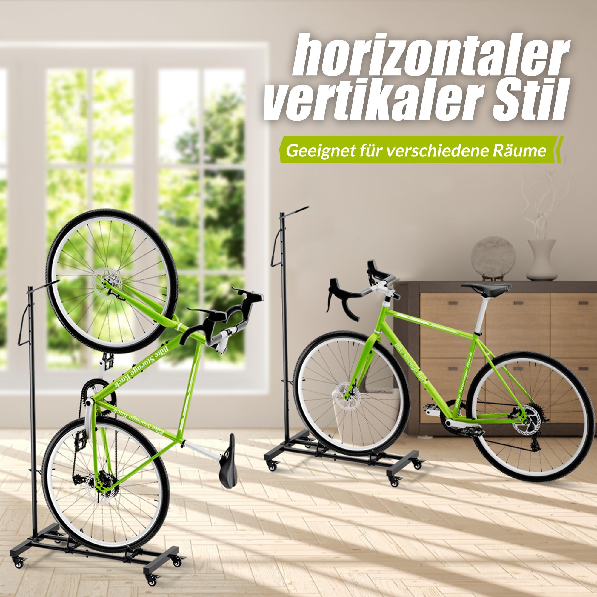 Sttoraboks Fahrradständer, vertikaler und horizontaler höhenverstellbarer Fahrradständer für Fahrräder, Fahrradbodenständer für MTB-Rennräder zur Aufbewahrung von Fahrrädern - für Fahrräder bis zu 29" 8