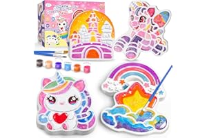 GADETOUQ Unicorn Stepping Stones Painting Kits For Kids, Outdoor Arts And Crafts Toys Garden Decoration Supplies, Paint Craft Kits For Kids Ages 4 5 6 7 8 9 10 + Year Old Boys Girls Birthday Christmas Gifts