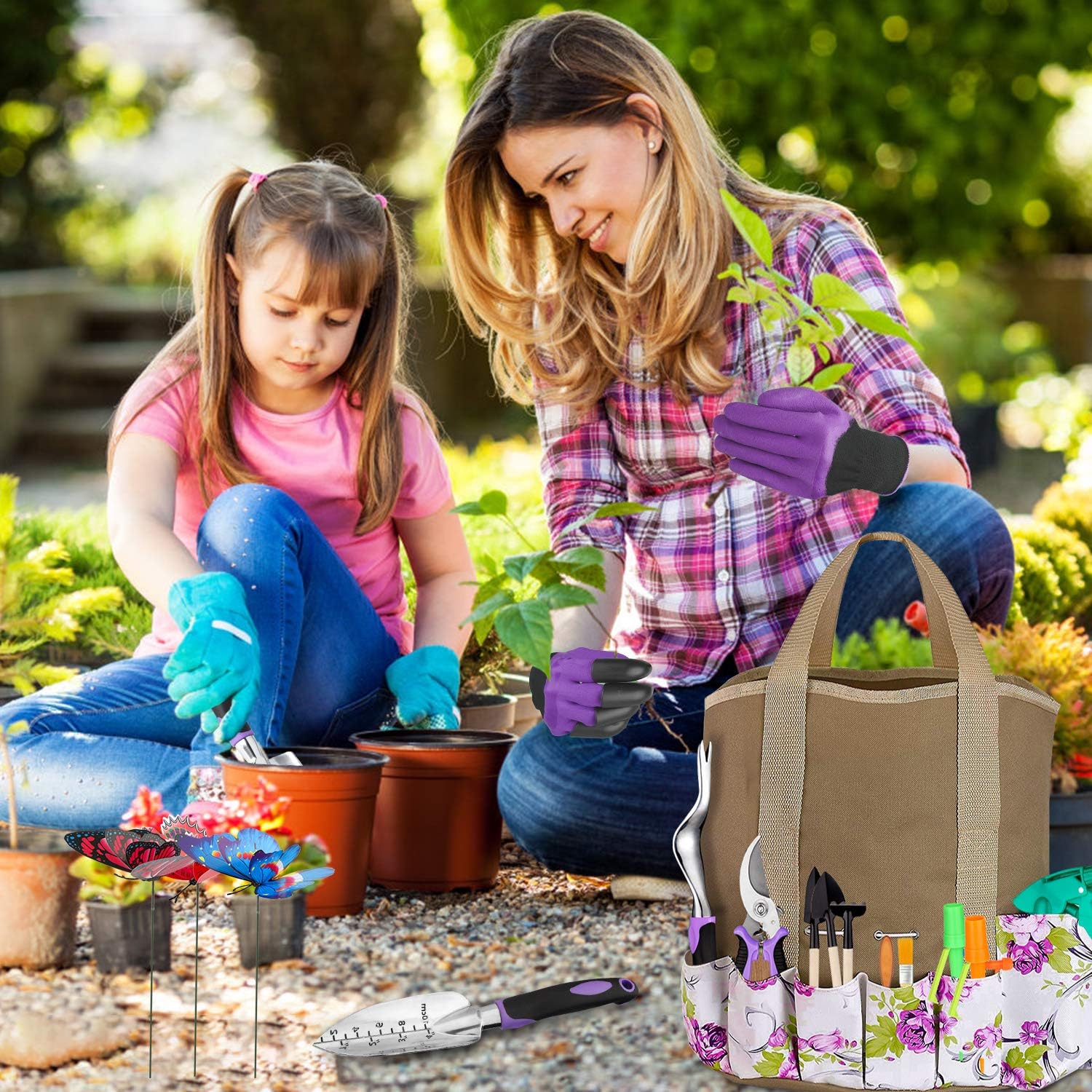 Tudoccy Garden Tools Set 83 Piece, Succulent Tools Set Included, Heavy Duty Aluminum Gardening Tools for Gardening, Non-Slip Ergonomic Handle Tools, Durable Storage Tote Bag, Gifts Tools for Men Women : Garden & Outdoor