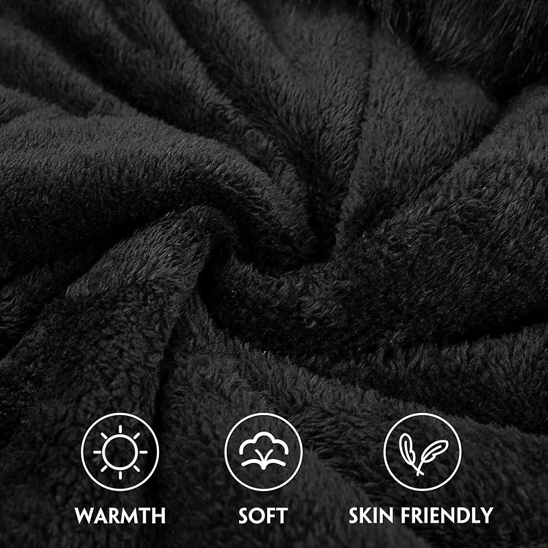 Manteau Femme Hiver Veste Polaire Chaud Parka Manches Longues Blouson Zippée À Capuche Hooded Coat Sweat-Shirts Outercoat avec Poches, Nior, M
