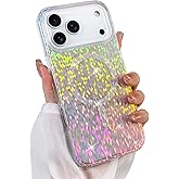 Heaofei Glitter Case for iPhone 17 Pro Case for Women Girls [Compatible with Magsafe] Clear Cute Girly Aesthetic Colorful Iridescent Rainbow Sparkly Sparkle Bling Magnetic Protective Phone Cover
