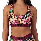 PSD Underwear Womens Sports Bra - Tropical Print, Medium Support Sports Bras for Women, Womens Racerback Sports Bras