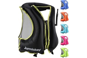 JURMICKEY Snorkel Vest for Adults, Inflatable Snorkeling Vest for Men & Women, Portable Swim Jacket & Buoyancy Vest for Snorkeling, Swimming, Kayaking, Boating