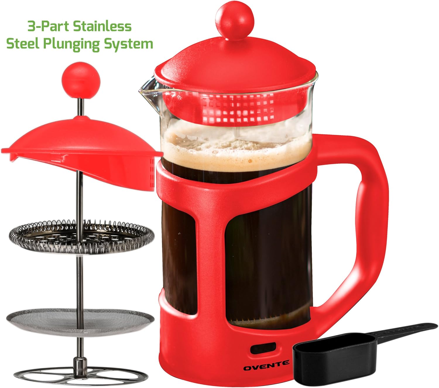 Ovente French Press Cafetière Coffee and Tea Maker, HeatResistant Borosilicate