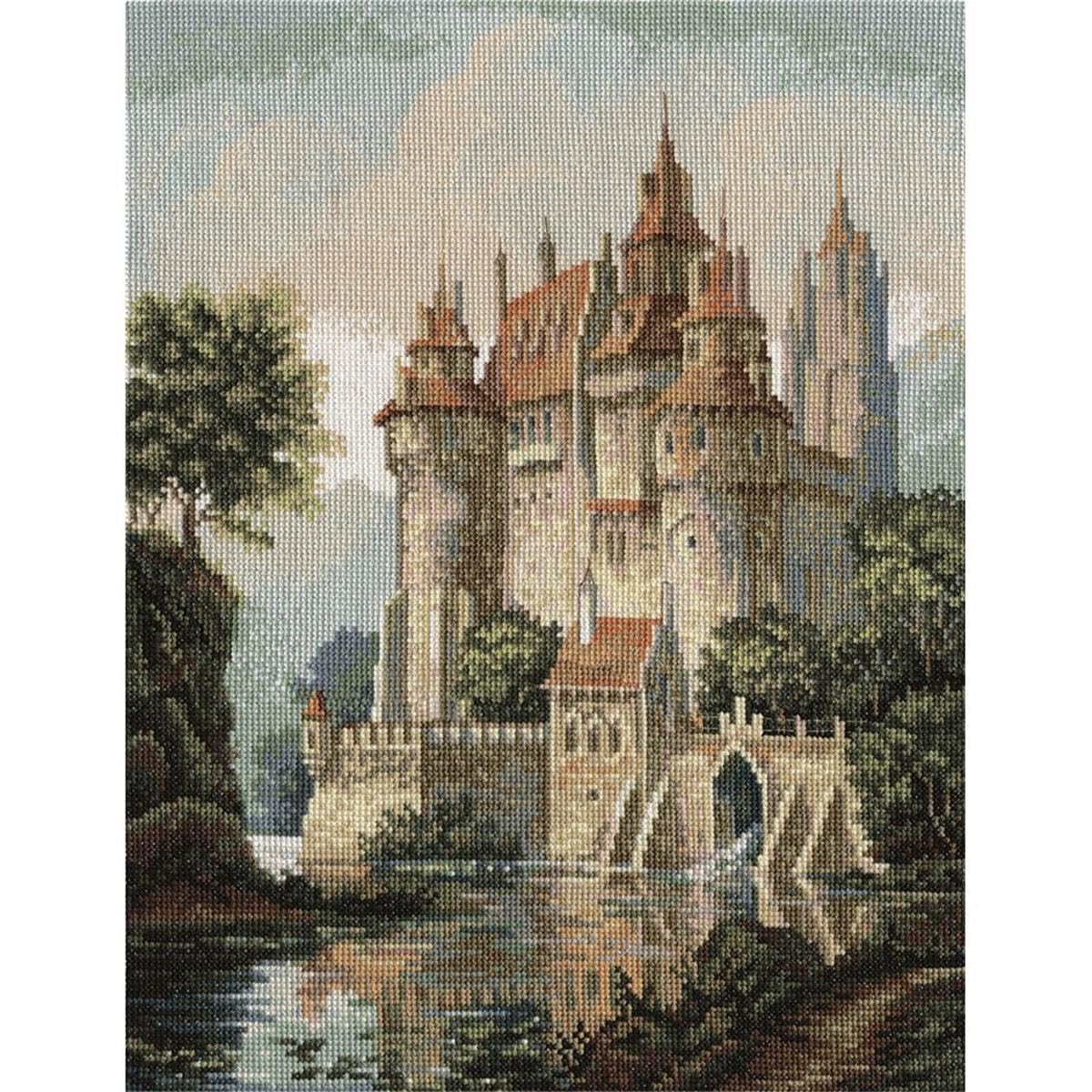 PANNA - Counted Cross Stitch Kit - Castle in the Mountains - ZU-1280-14 Count - Aida - 14.37 x 10.83 inch - DIY kit