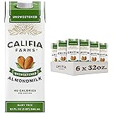 Califia Farms - Almond Milk, Unsweetened, 32 Oz (Pack of 6) | Dairy Free | Whole30 | Keto | Vegan | Plant Based | Nut Milk | 